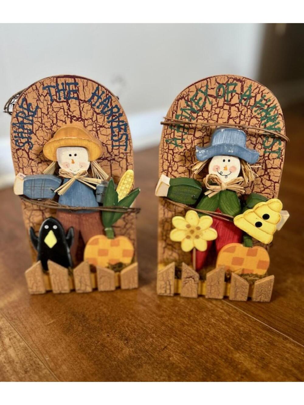 Set of 2 Decorative Harvest Scarecrow Figurines